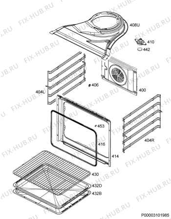 Взрыв-схема плиты (духовки) Aeg BPK63102ZM - Схема узла Oven